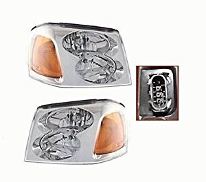 Replacement Headlight Pair Fits GMC Envoy Plastic Lens With Bulbs