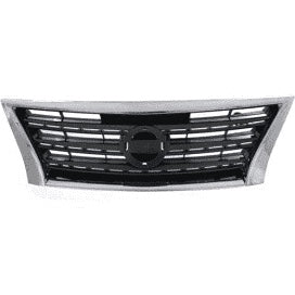 Grille Painted Dark Silver/Black With Chrome Moulding Sport Type Nissan SENTRA 2013-2015